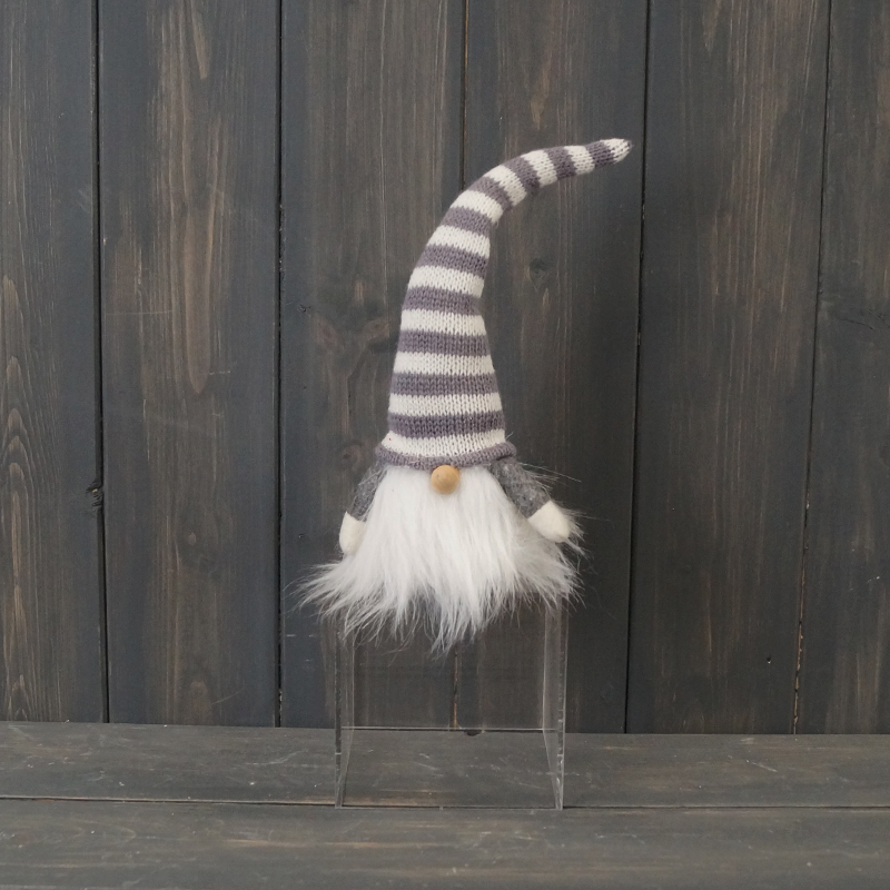 Grey Striped Tall Hat Fabric Gonk (24cm) - Satchville Gift Co