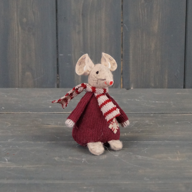 Fabric Mouse in Red Jumper and Scarf