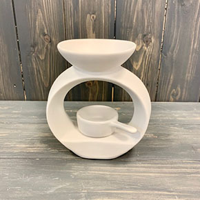 White Ceramic Wax/Oil Burner with detachable tealight holder