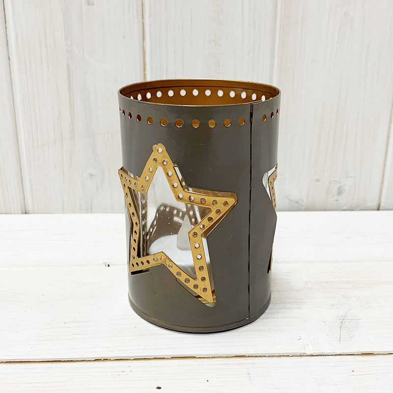 Grey Tealight Holder with Star Design