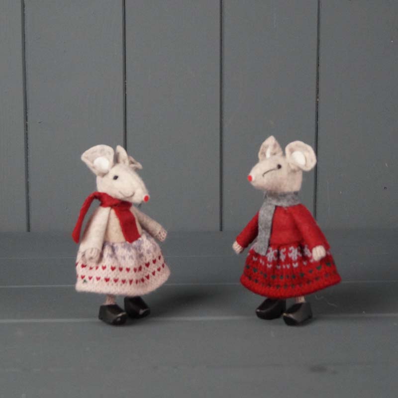 Fabric Mice with wooden clogs