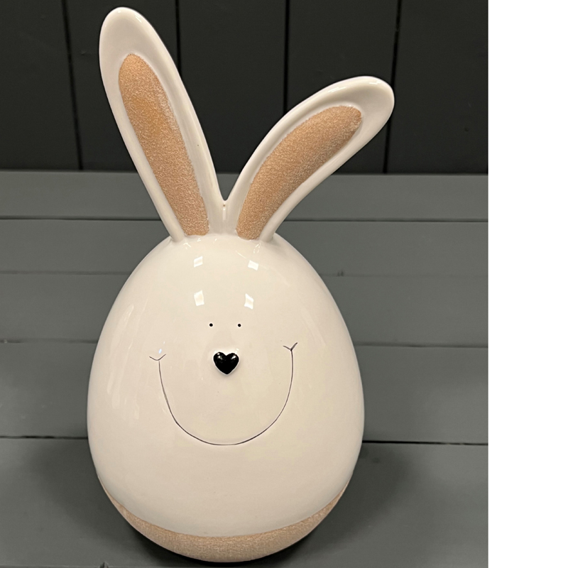 Large Round Ceramic White Rabbit Ornament