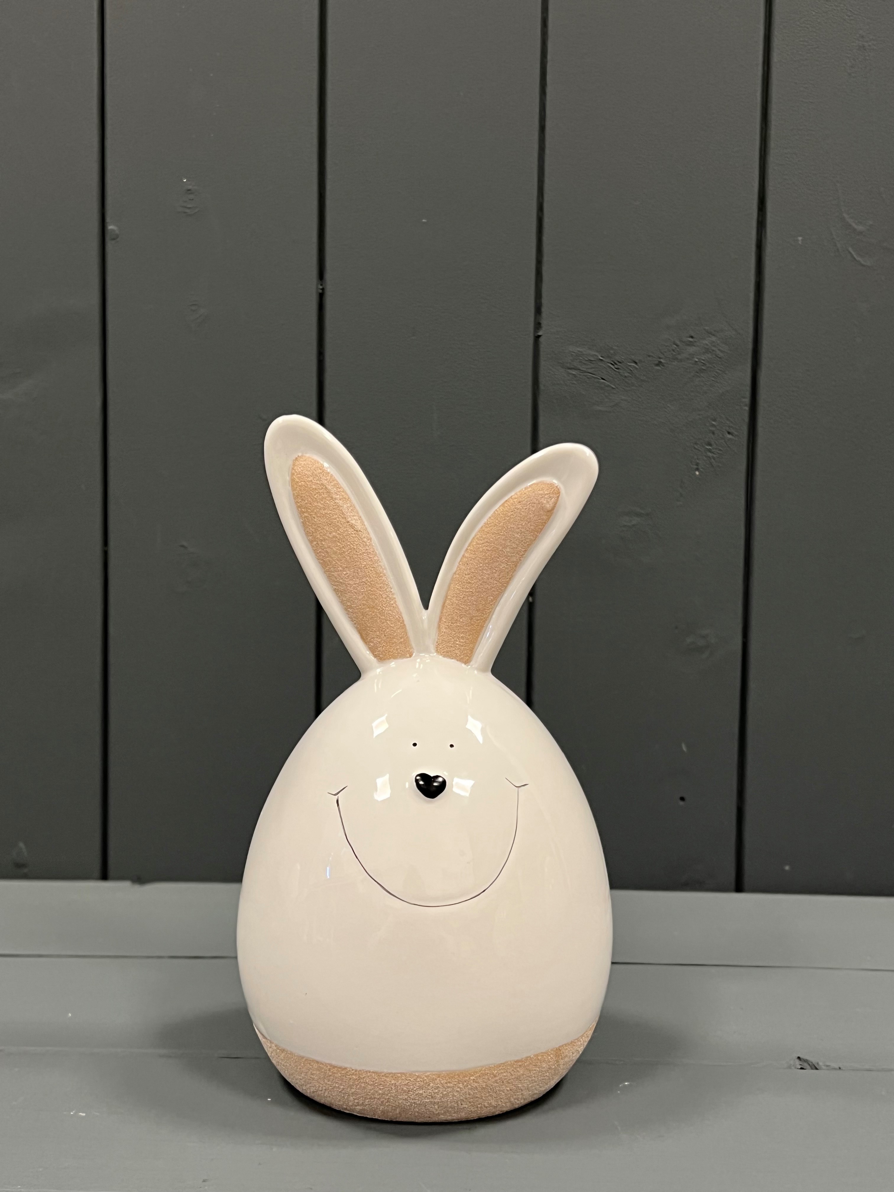 Medium Round Ceramic White Rabbit Ornament