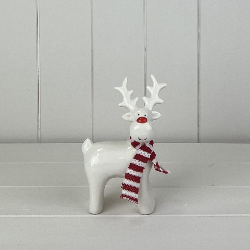 Large Ceramic White Reindeer 