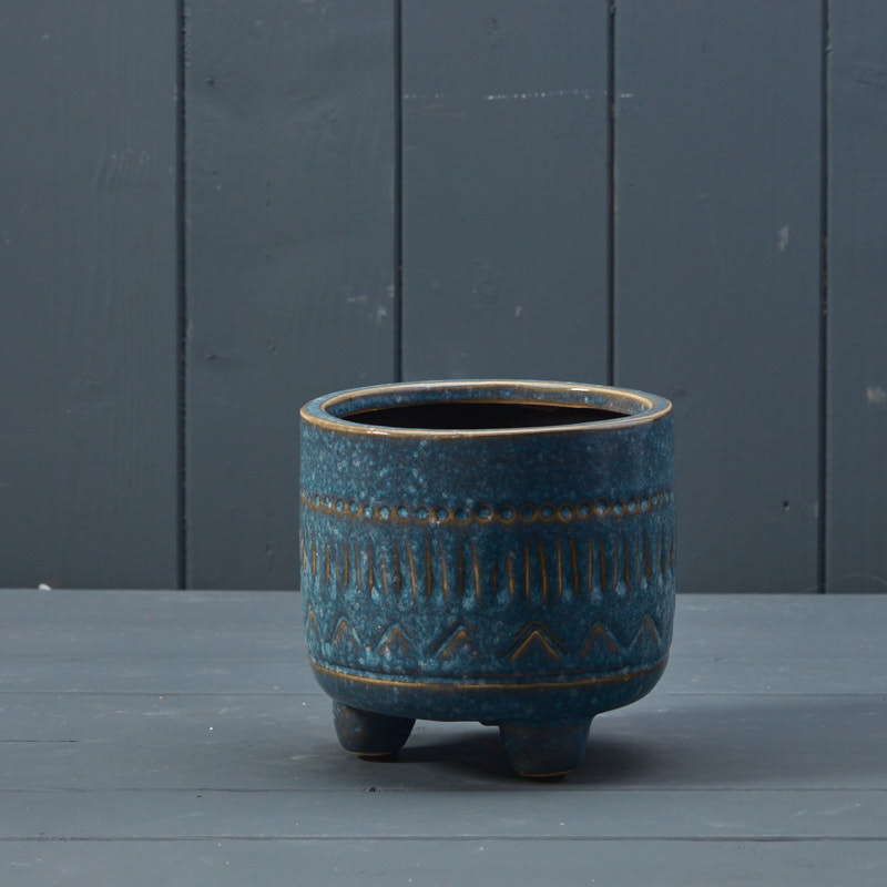 Blue Ceramic Indoor Planting Pot