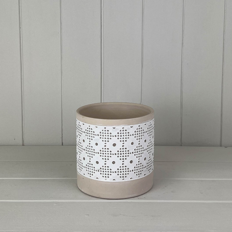 Round Beige Diamond Dot Pot