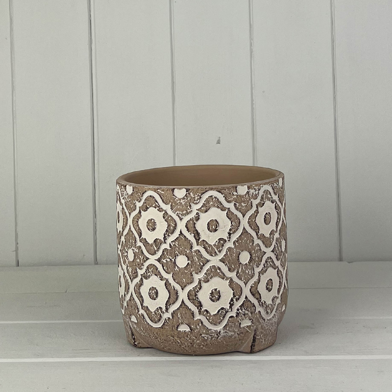 Medium Round Brown Patterned Pot