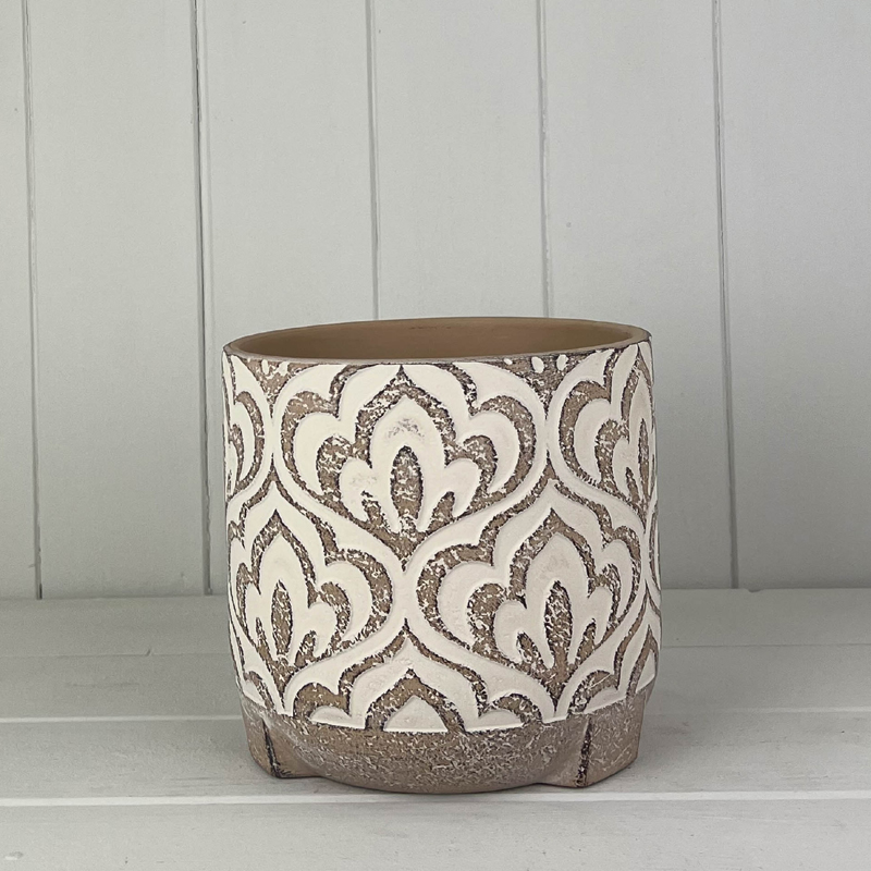 Large Neutral Floral Pot