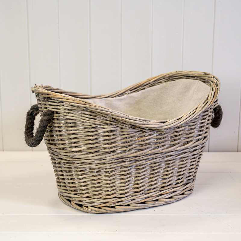 Natural Oval Basket with Chunky Handles